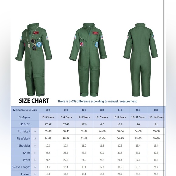 Kids👦🏻👧🏻AirForce FlightPilot🧑‍✈️RoleplaySuit w AviatorAccessories🎖️Sz 6-7Y - Picture 2 of 11